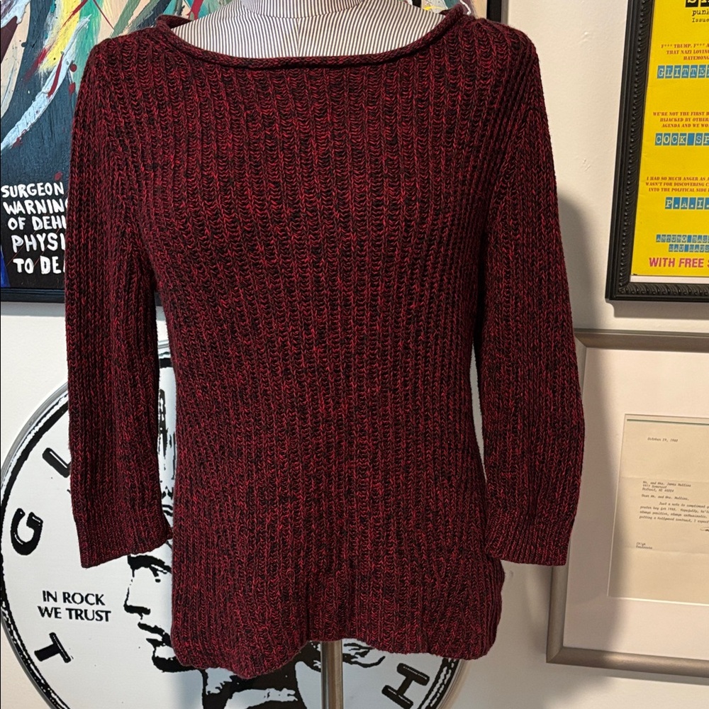 Ralph Lauren Rib Knit Women's Red/Black Sweater Sz Large